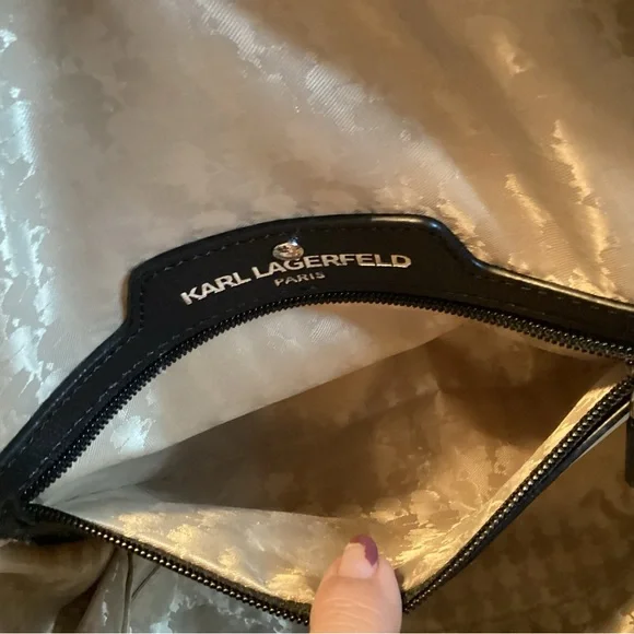 Karl Lagerfeld Cream and Black Tote Bag “ ELEGANCE IS AN ATTITUDE” NWOT - Picture 11 of 14